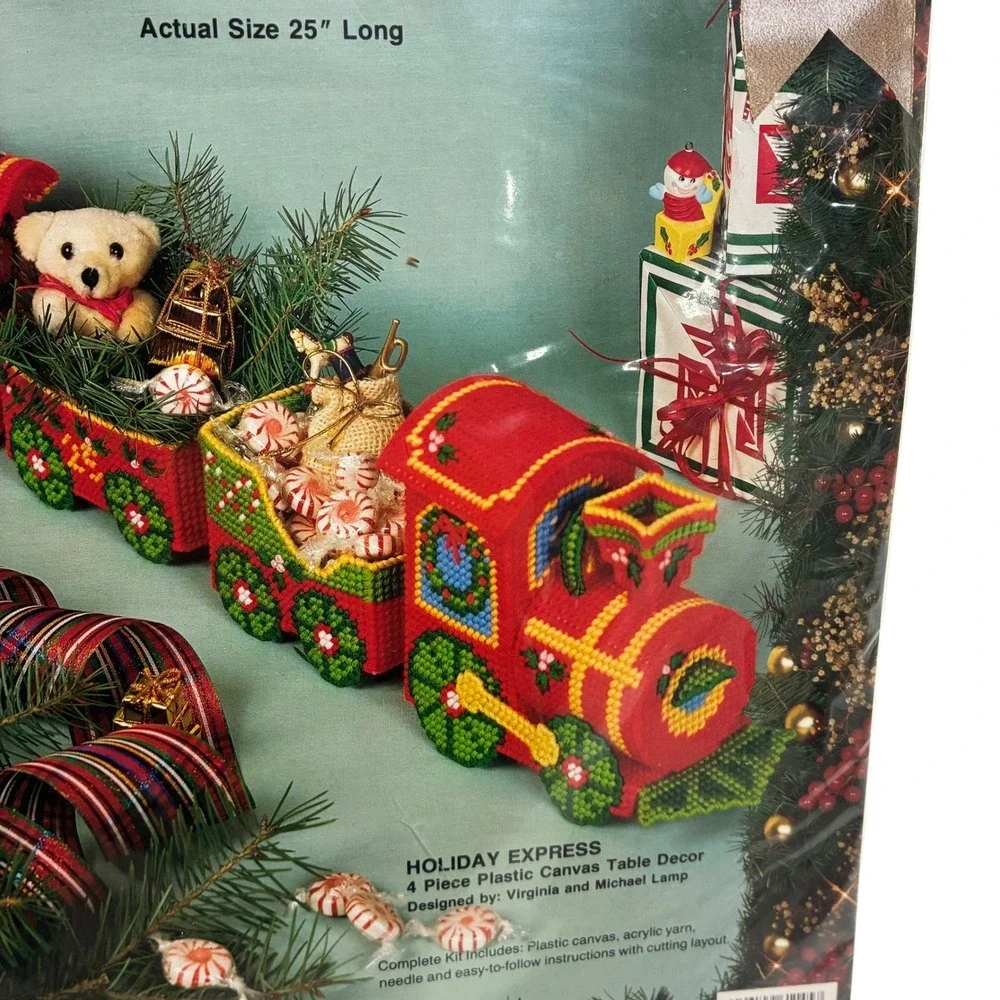BUCILLA‎ Holiday Express 4 Piece Plastic Canvas Table Decor Kit Christmas Train